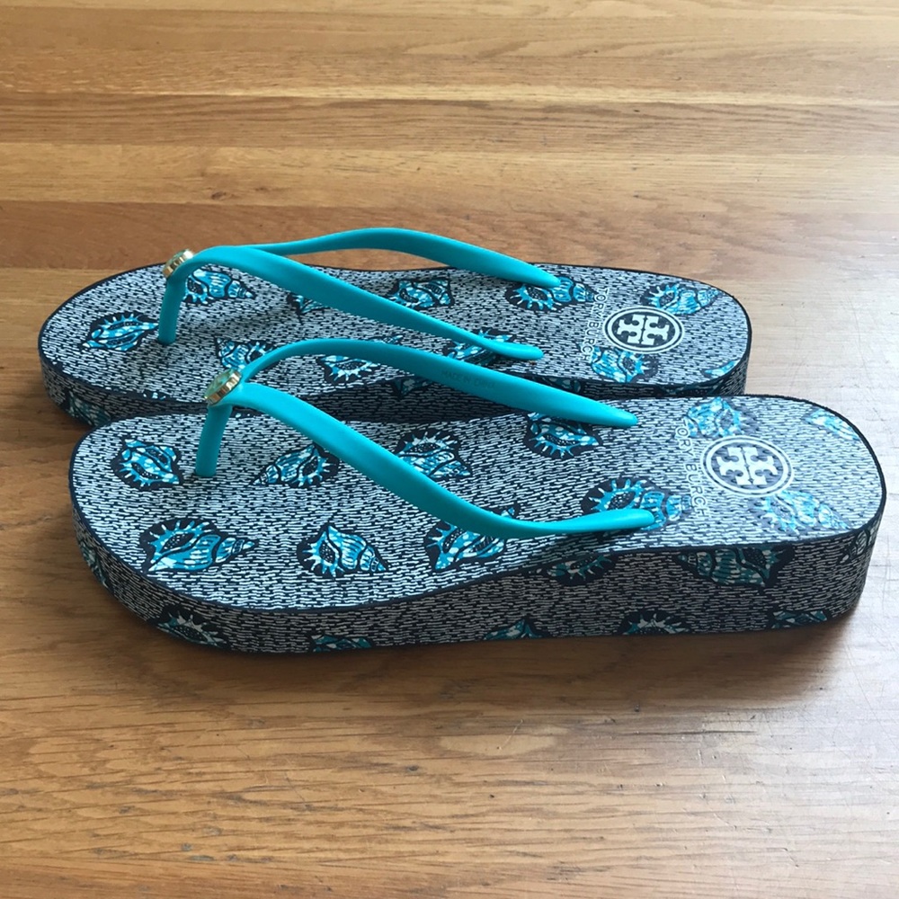 Tory Burch wedge flip flops size 9